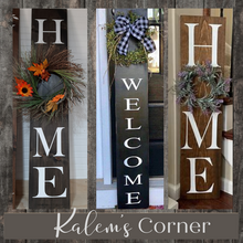 Load image into Gallery viewer, Front Porch Signs in Stained Finish with Wreath
