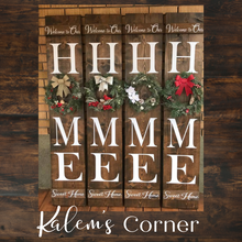 Load image into Gallery viewer, Front Porch Signs in Stained Finish with Wreath
